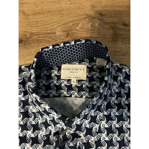 Construct Mens Blue Long Sleeve Button Up 4 Way Stretch Size Large NWT - Picture 3 of 3